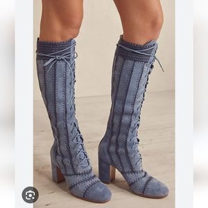 Free People Blaire Lace Up Boot Dusty Blue
